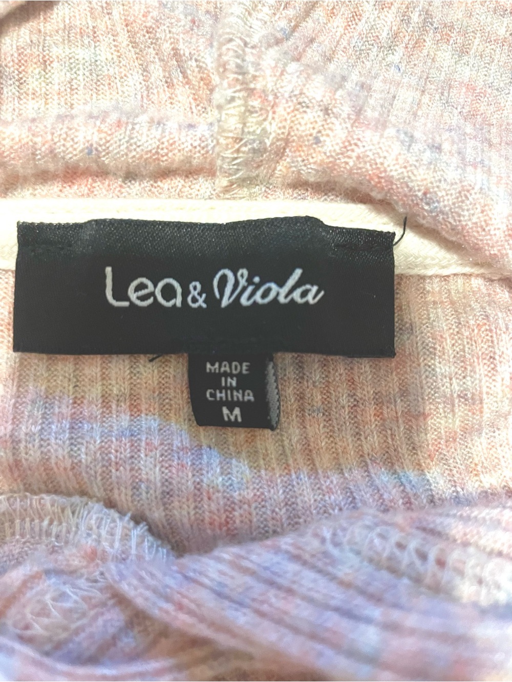 Lea & Viola Cropped Hoodie Ribbed Knit Pink Heart Soft Oversized M - Picture 7 of 8
